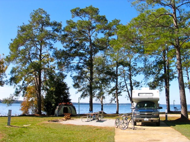 Camping, fishing, biking at Lake Seminole where Georgia, Florida and Alabama meet