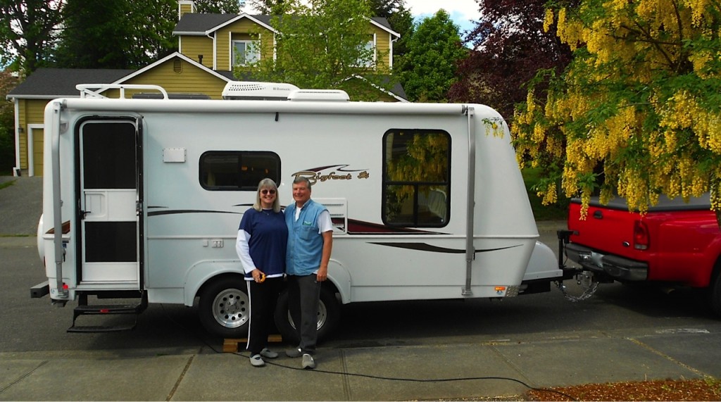 Retired RVers from Oregon trade in truck camper for small travel trailer