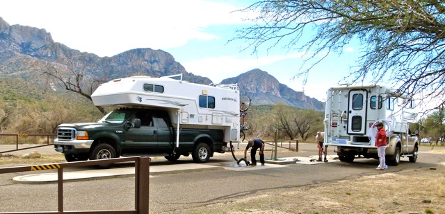 Fiberglass camper owners Don and Mary Burg