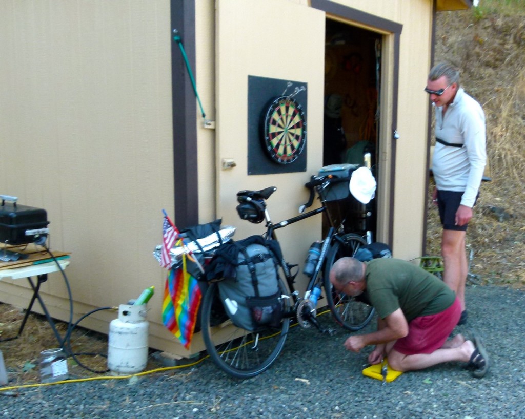 Jimmy goes to town and brings home our mail, a dozen eggs, and a bicycle tourist from New Zealand