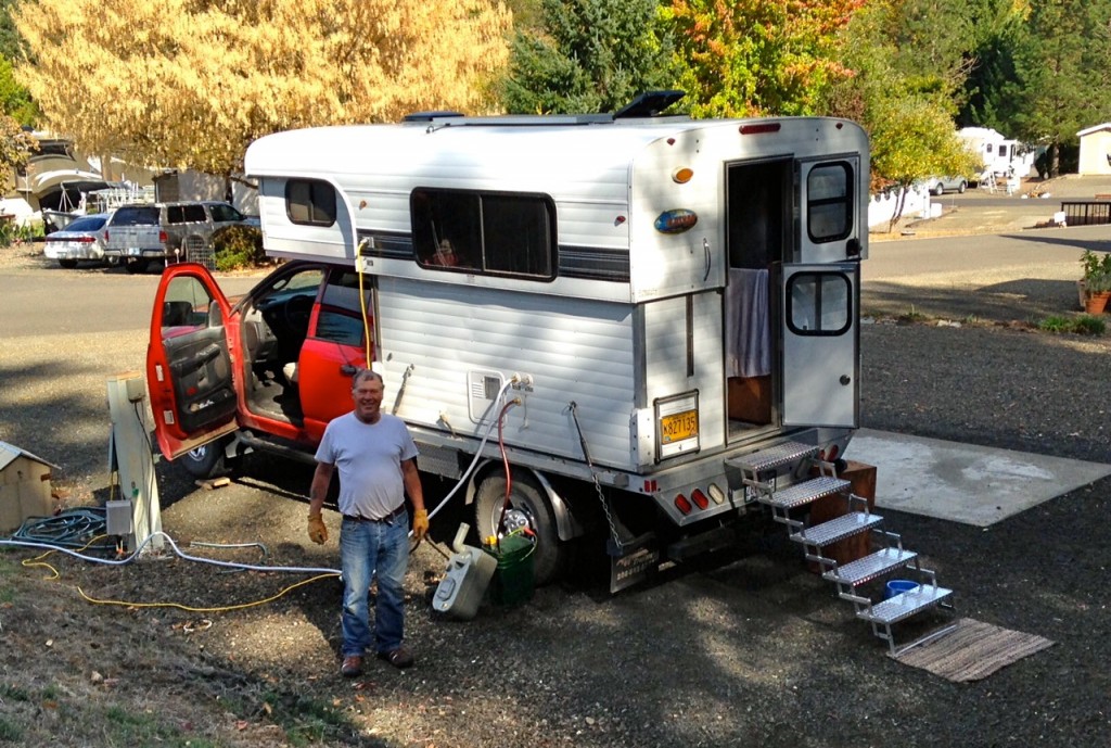 Our old truck camping buddy, Butch Michaelsen visits from eastern Oregon with new sidekick Oakley