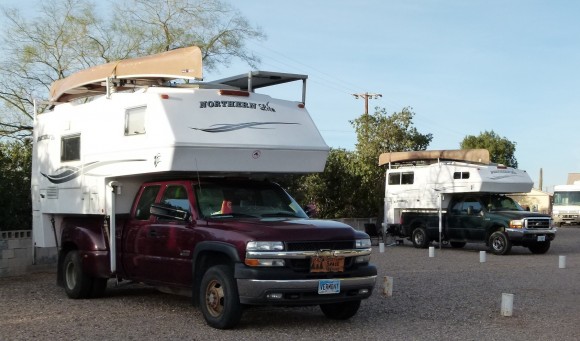 Overnight dry camping stops at SKP RoVer’s Roost in Casa Grande, Az; SKP Dream Catcher in Deming, NM